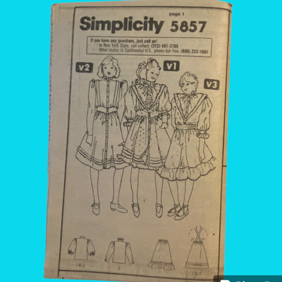 Simplicity 5857 Pattern Skirt Top Petticoat Girls 8 Gunnea Sax Cottage Ruffle - Picture 2 of 7